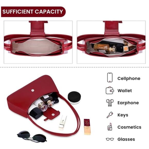 Small Shoulder Bag for Women Y2k Mini Hobo Handbag Cute Bow Faux Leather Purse - Picture 5 of 7